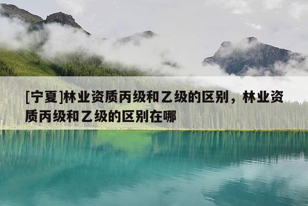 [寧夏]林業(yè)資質(zhì)丙級(jí)和乙級(jí)的區(qū)別，林業(yè)資質(zhì)丙級(jí)和乙級(jí)的區(qū)別在哪